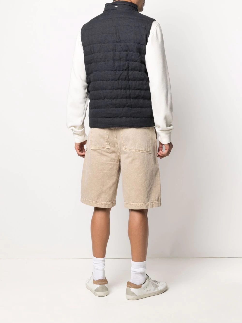 linen padded gilet - 6