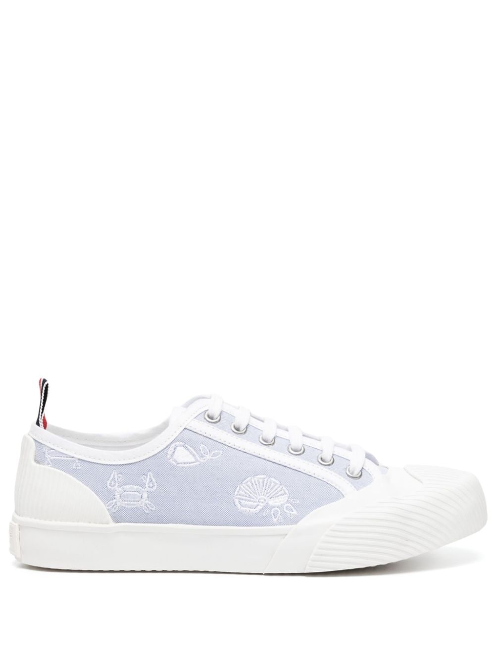 graphic-embroidered lace-up sneakers - 1