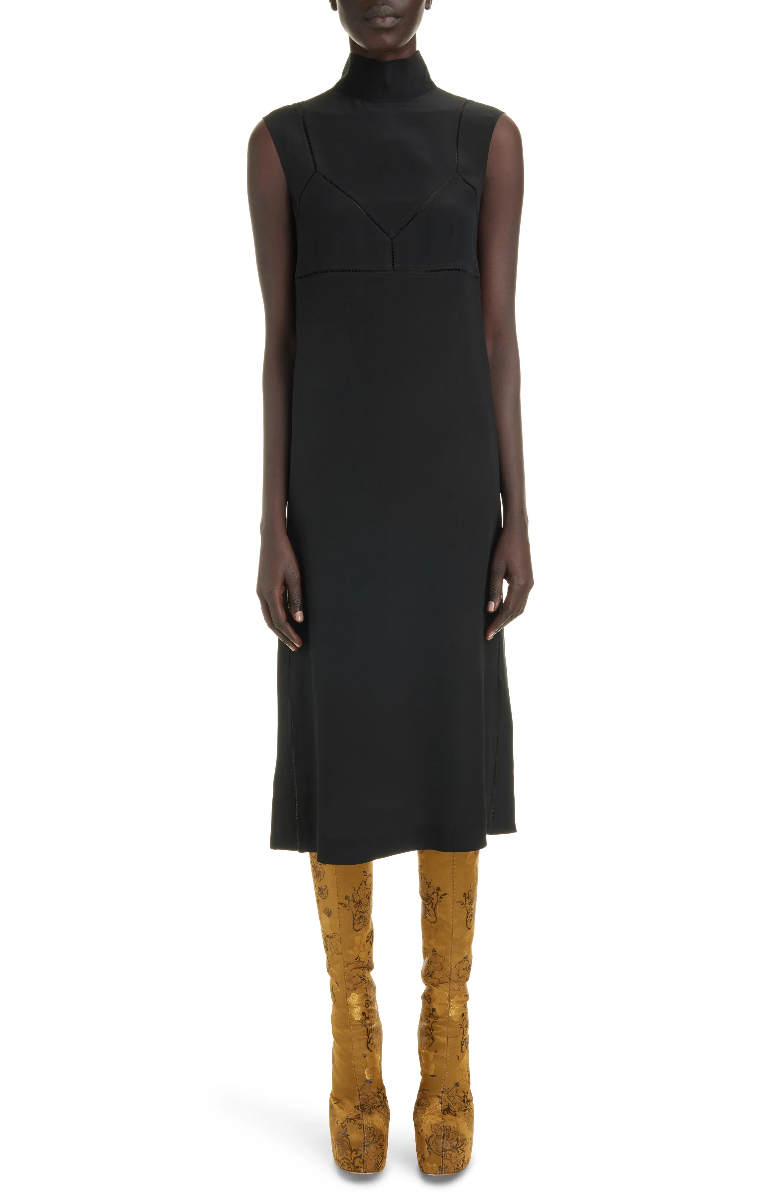 Daras Hemstitched Mock Neck Dress - 1