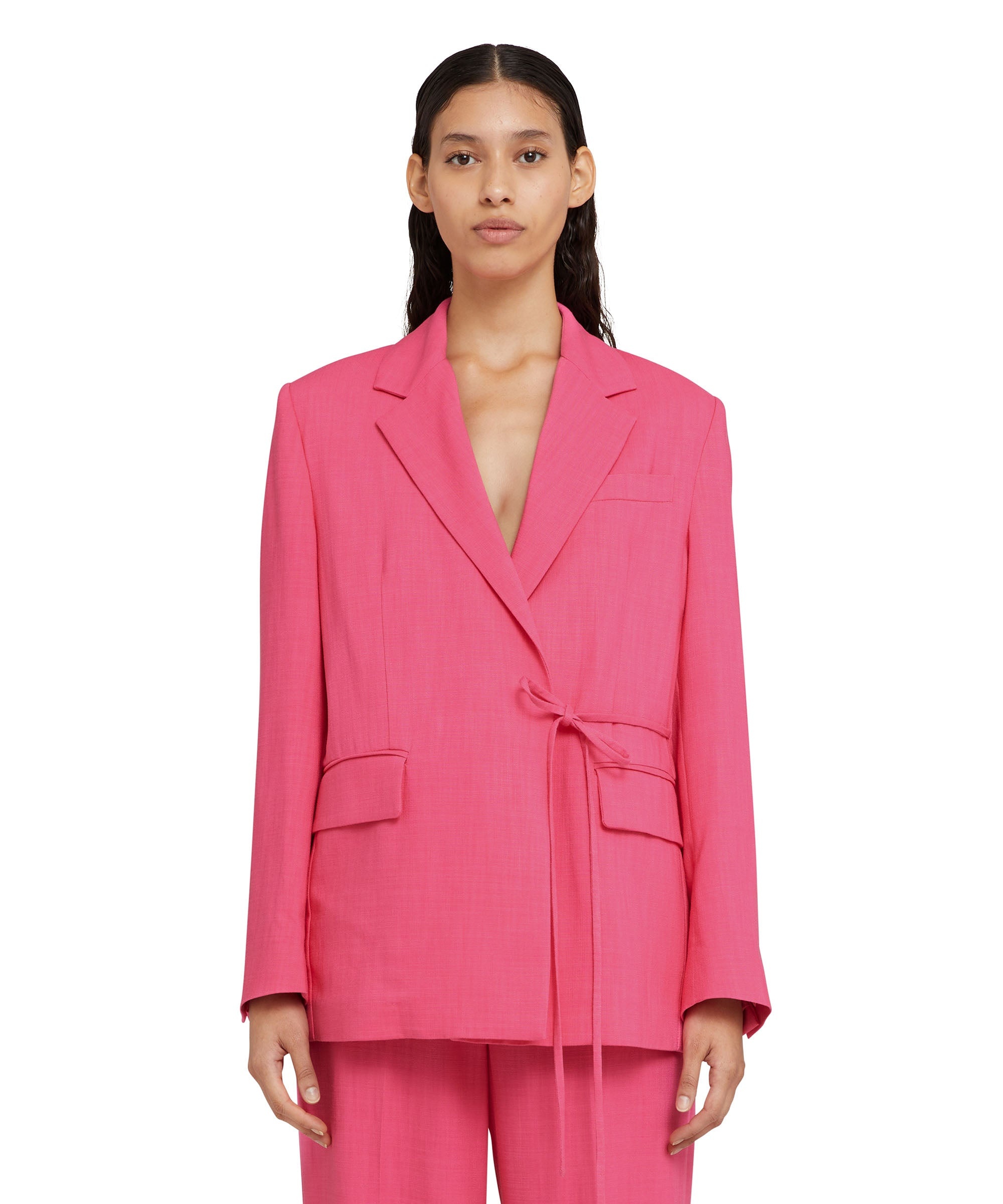 ジャケット MSGM SS23 VISCOSE BLAZER (3441MDG12_23710104) MSGM Coarse viscose blazer with wrap design | REVERSIBLE
