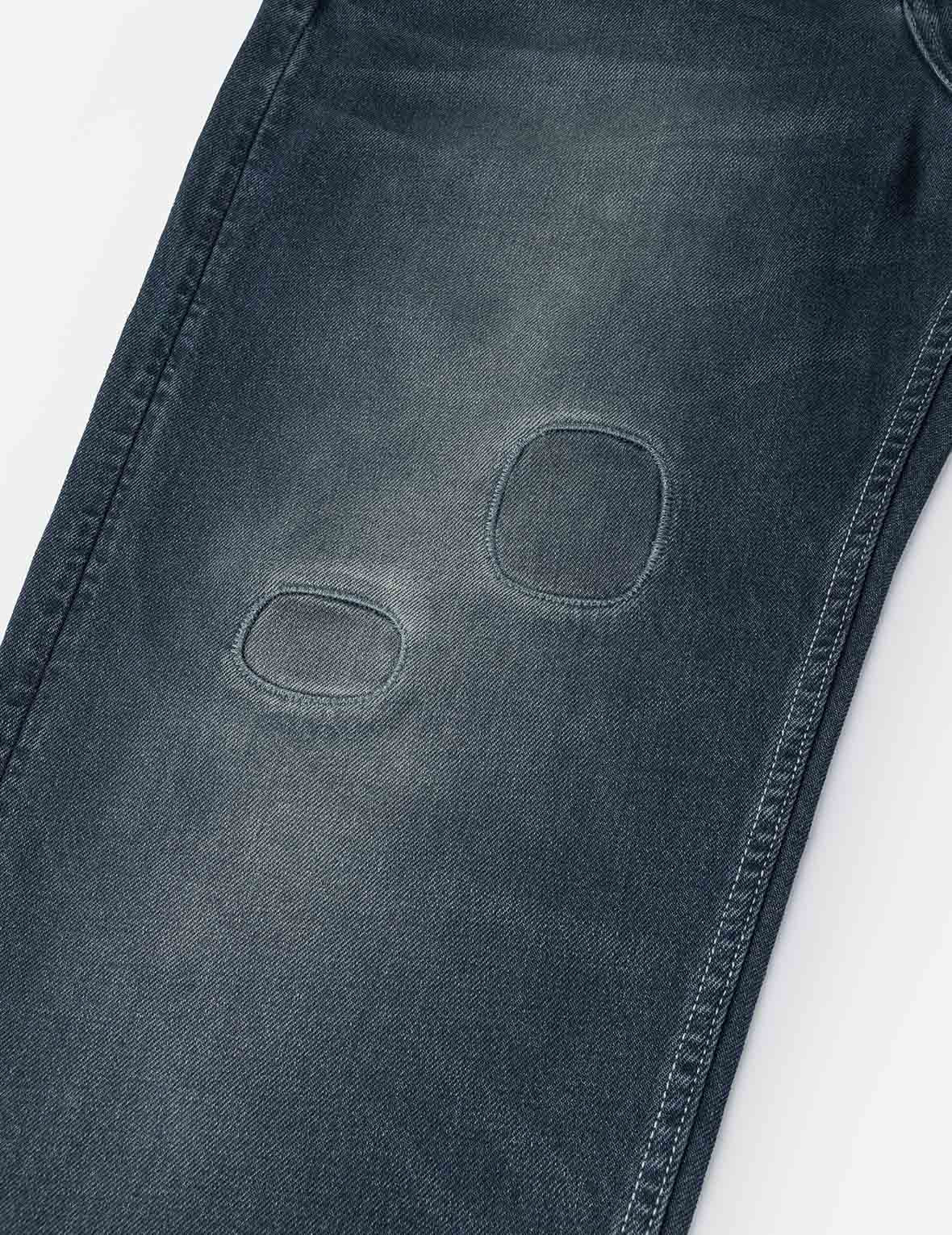 Distressed Seagull Print with Irregular Patches Loose Fit Denim Jeans - 8