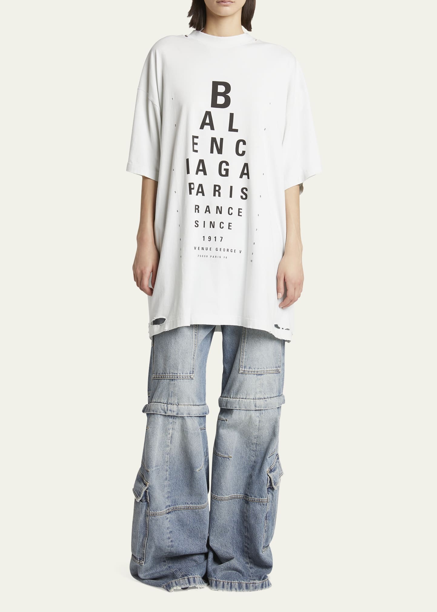 Optical Print Oversized Jersey T-Shirt - 2