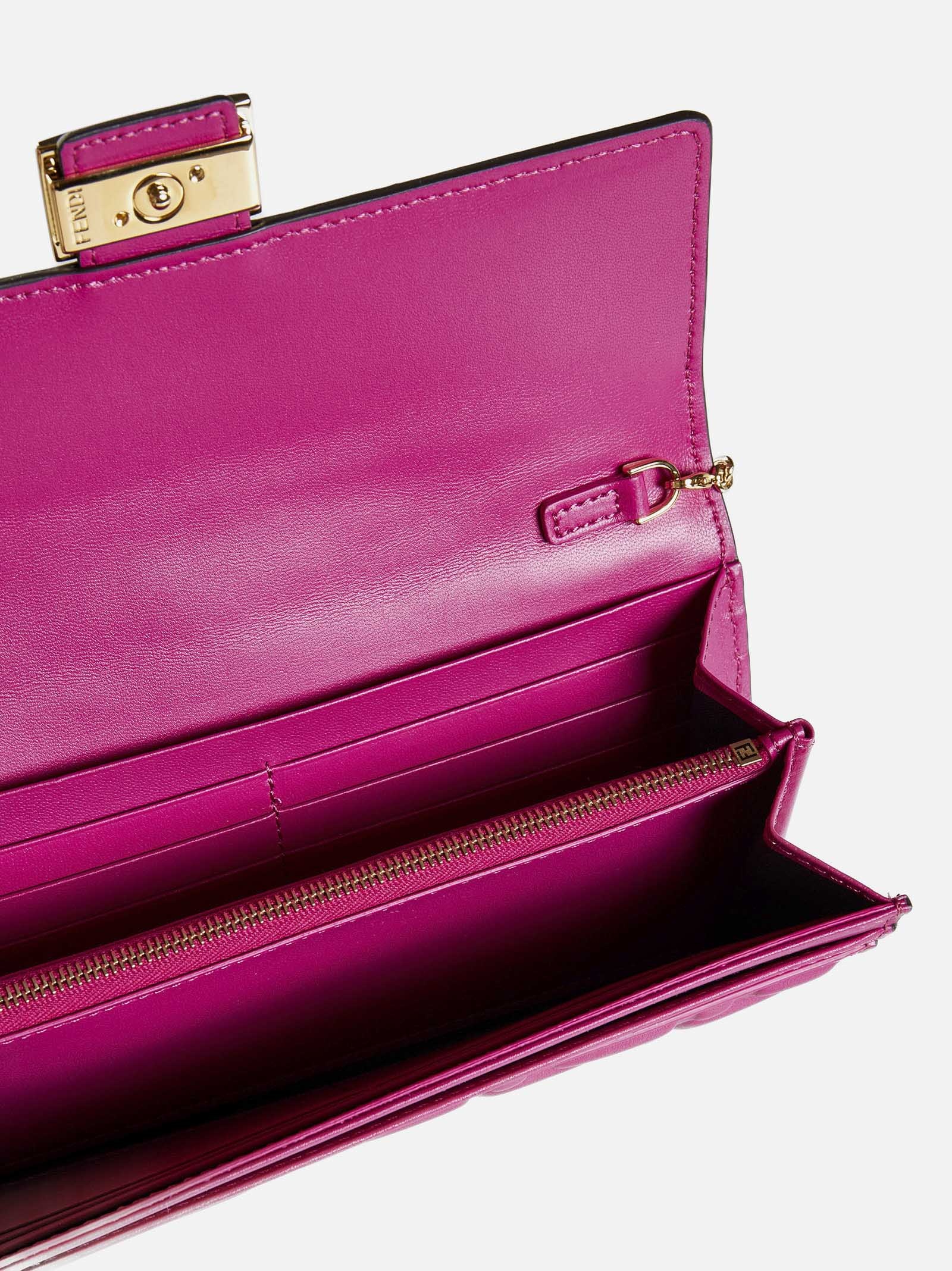 Baguette Continental - Pink FF nappa leather wallet