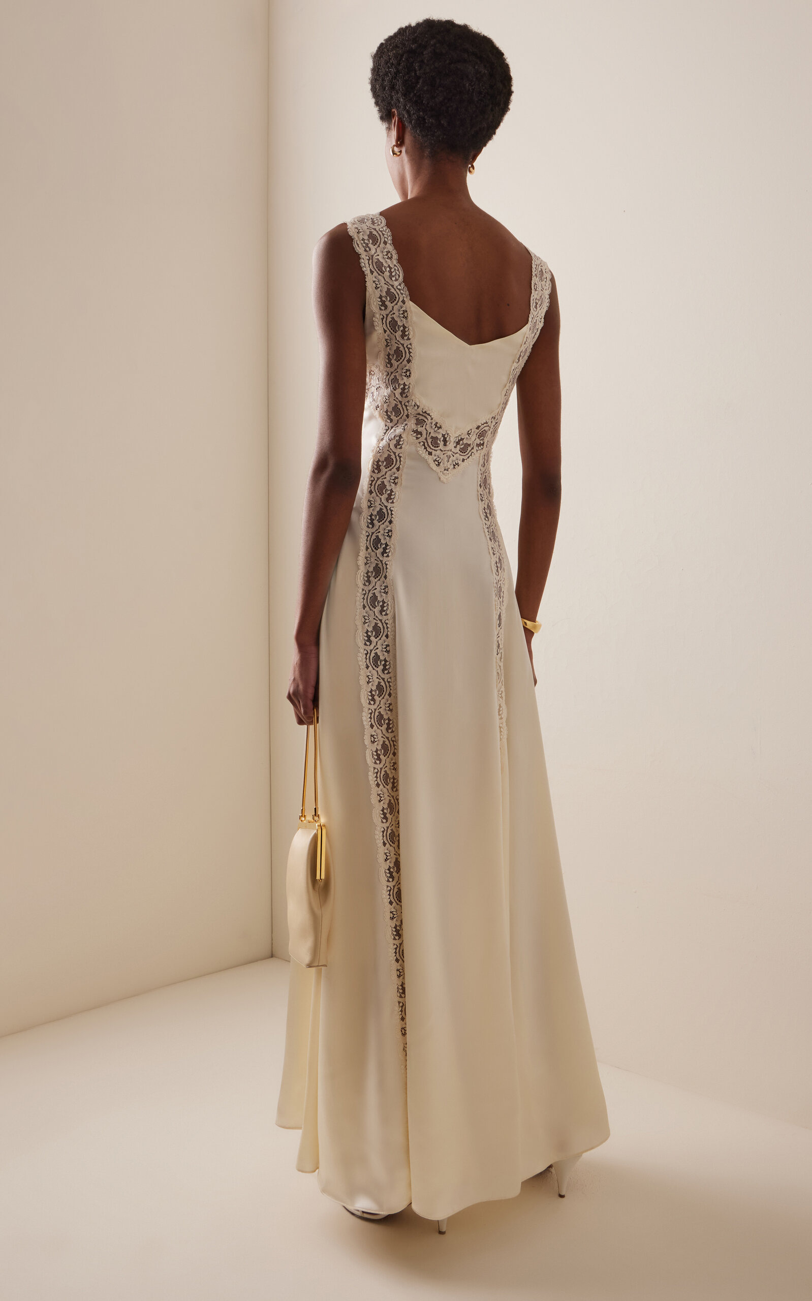 Exclusive Lace-Detailed Silk-Satin Maxi Slip Dress neutral - 4
