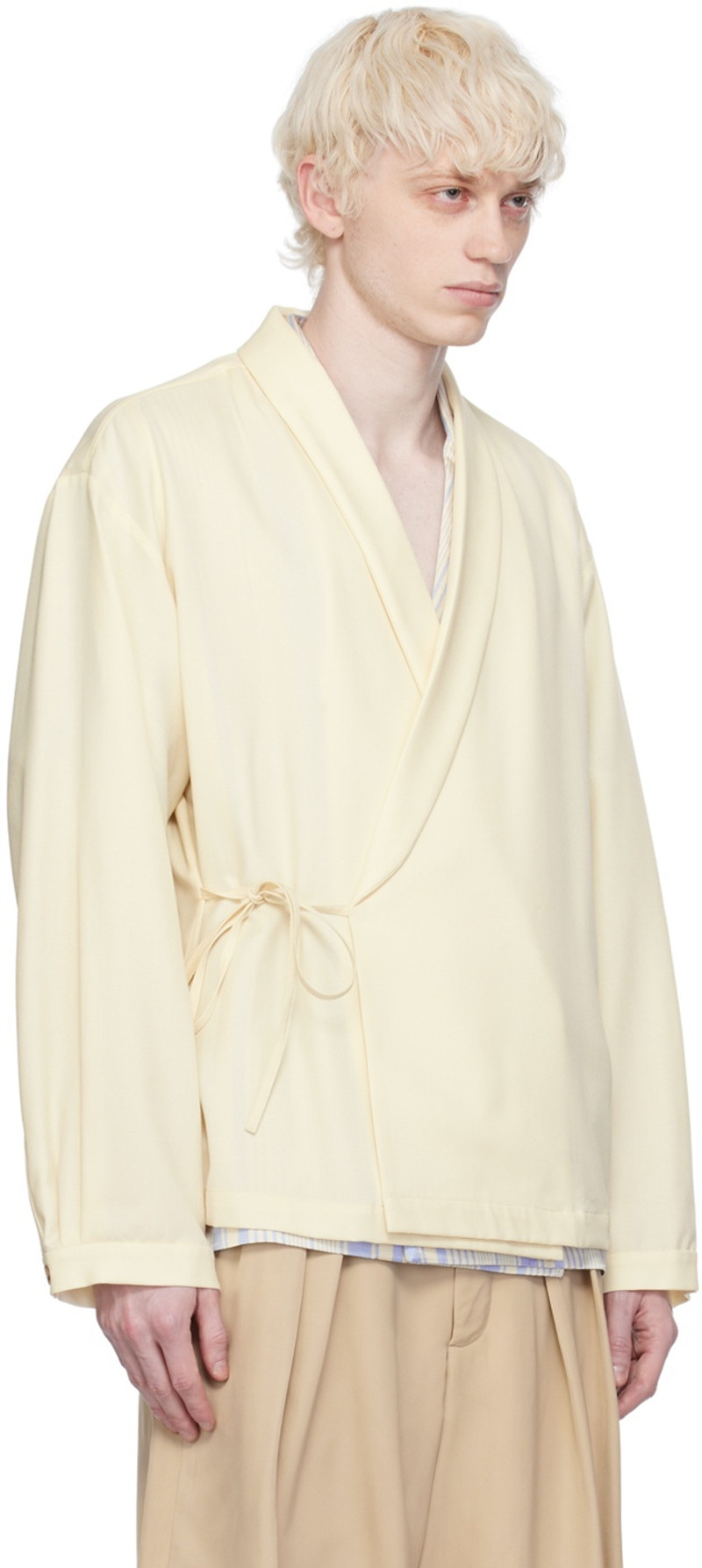 KING & TUCKFIELD Off-White Wrap Tie Shirt outlook
