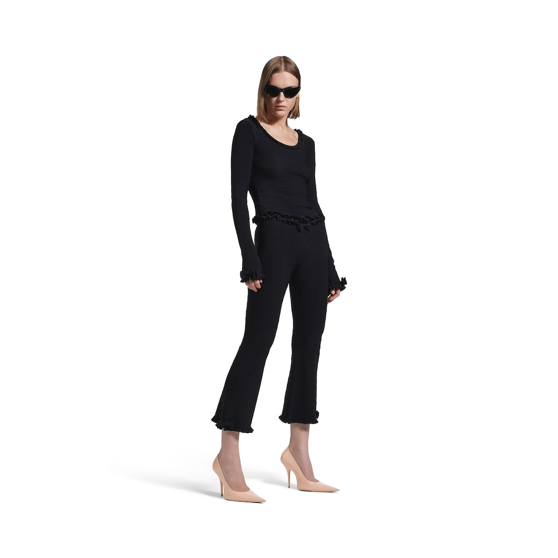 Women's Flared Capri Pants in Black - 2