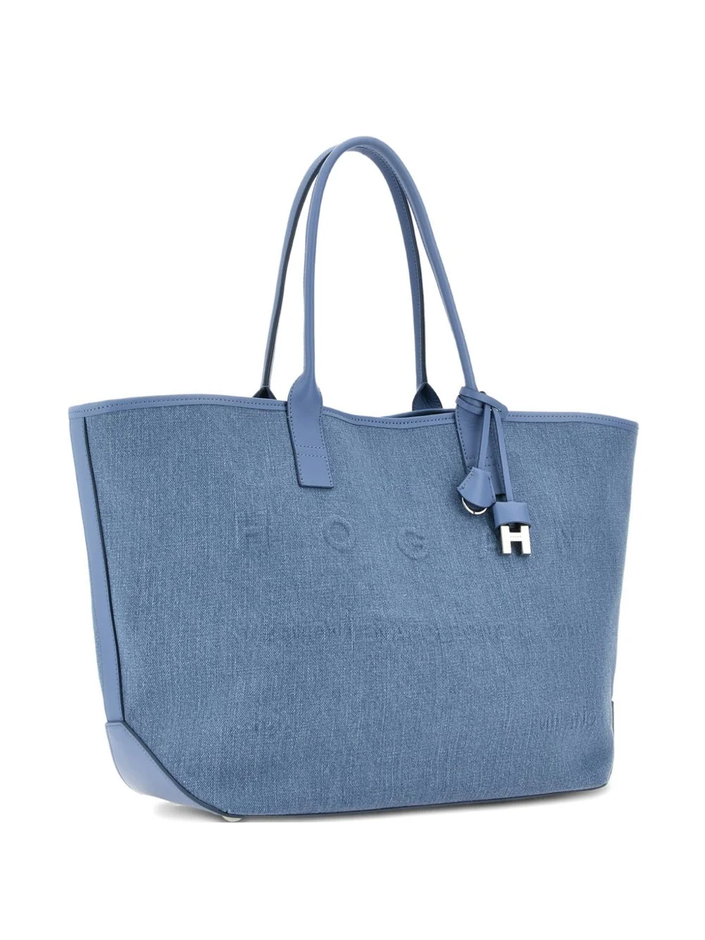 embossed charm address shopping tote bag - 1