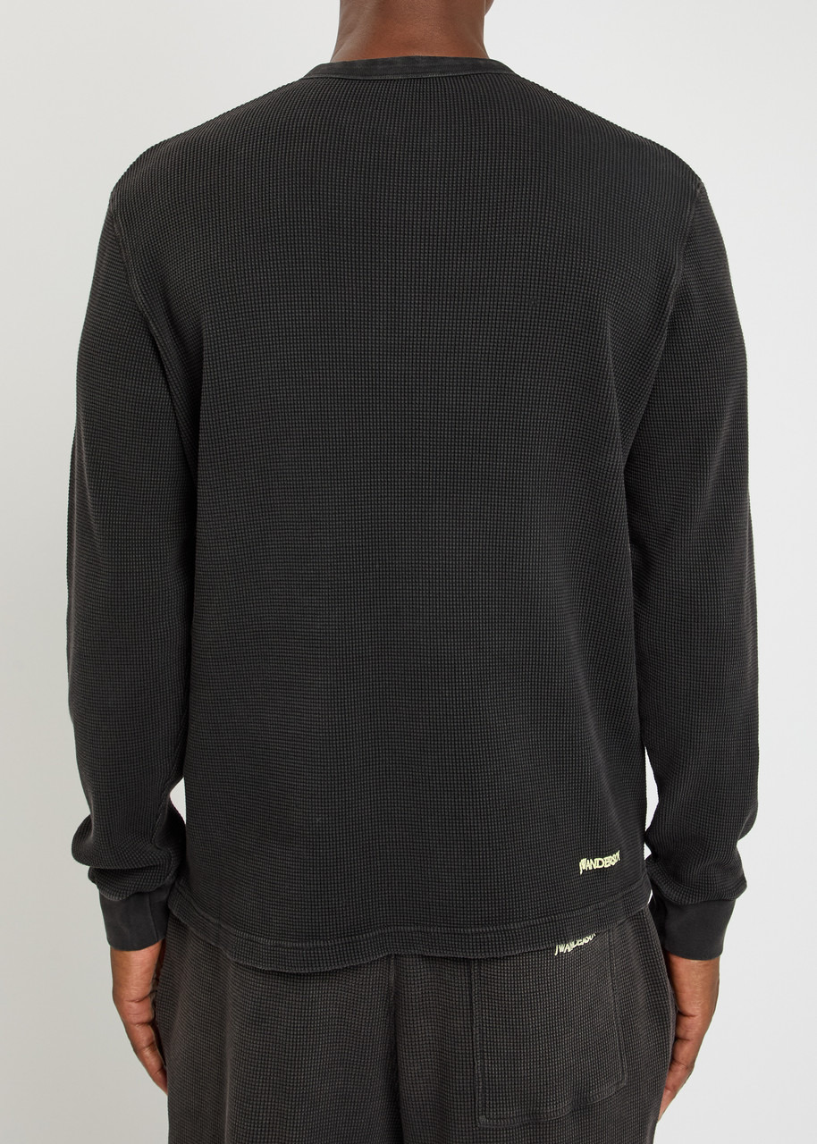 JW Anderson Long Sleeve Waffle Henley Top - 3