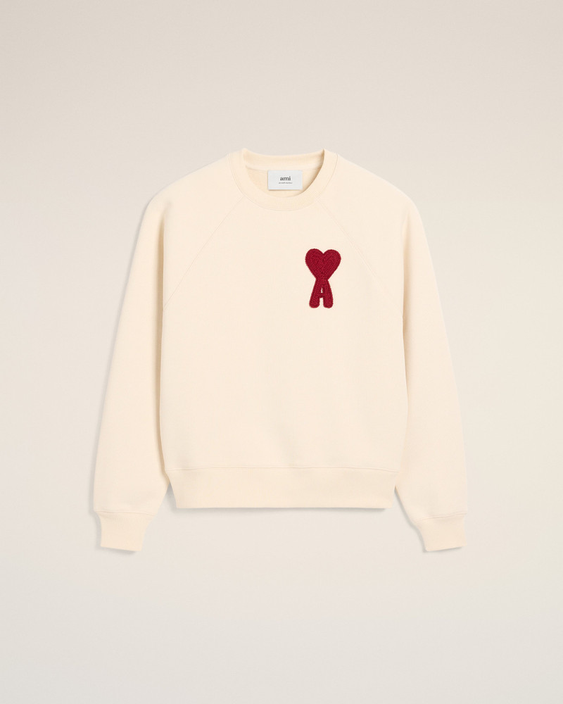 BEIGE COTTON AMI DE COEUR PATCH SWEATSHIRT 1