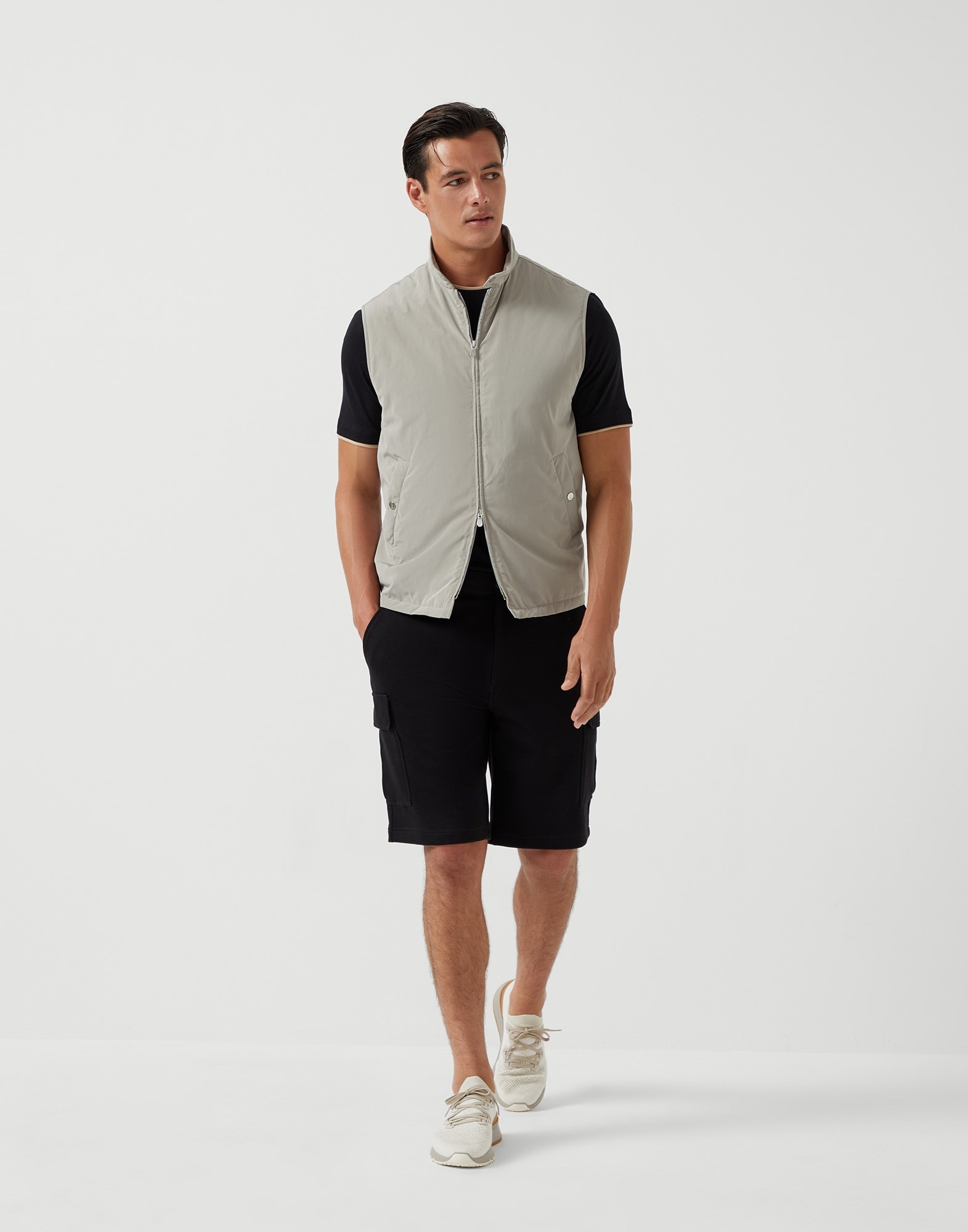 Cotton, cashmere and silk French terry double cloth Bermuda shorts with cargo pockets - 4