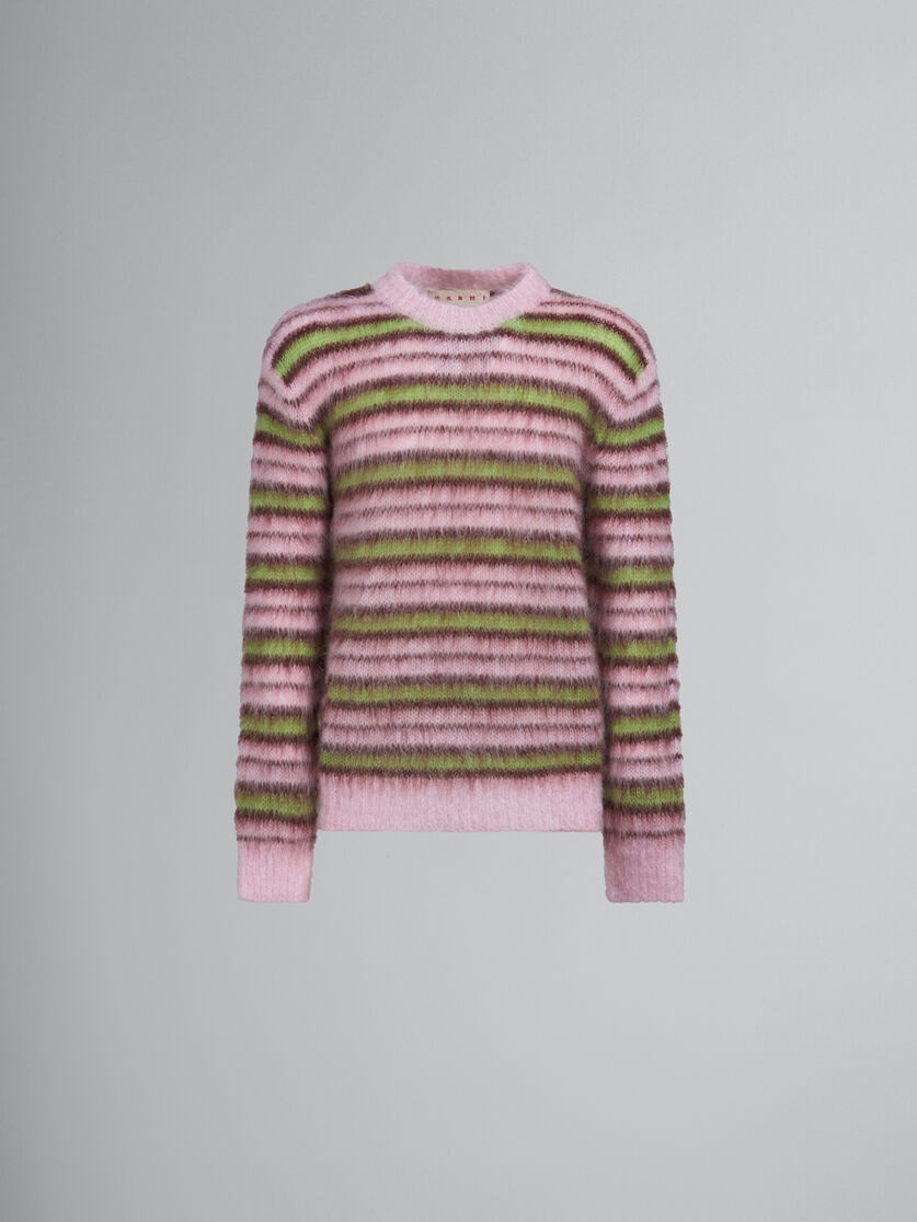 PINK STRIPED MOHAIR SWEATER - 1