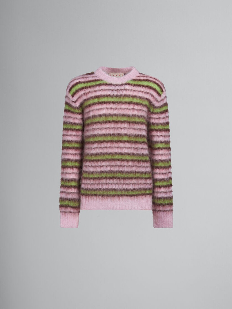 PINK STRIPED MOHAIR SWEATER - 1