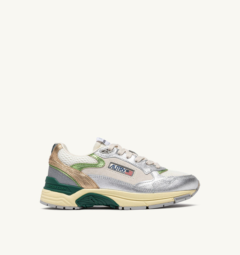 HYPERWAY SNEAKERS IN MARSHMALLOW AND SILVER-TONE LAMINATED LEATHER AND MESH 1
