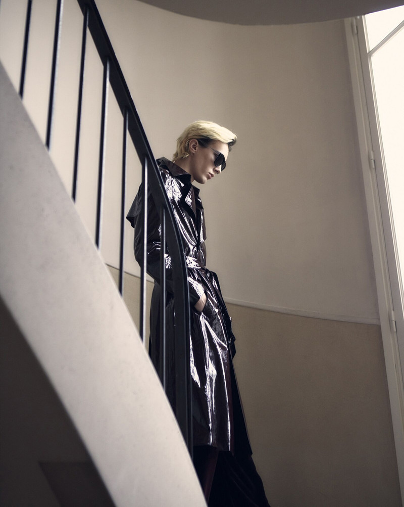 SAINT LAURENT lacquered-effect trench coat outlook