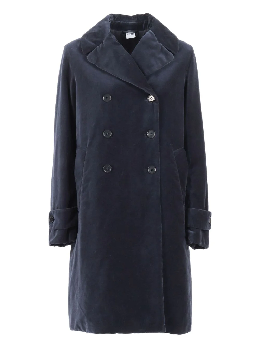 velvet double-breasted coat - 1