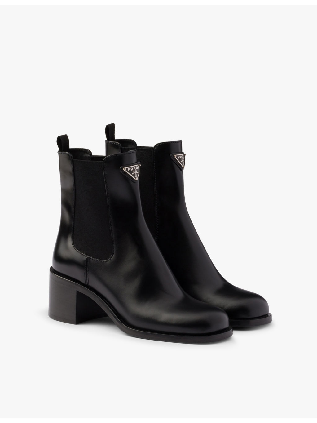 Triangle-plaque brushed leather heeled boots - 4