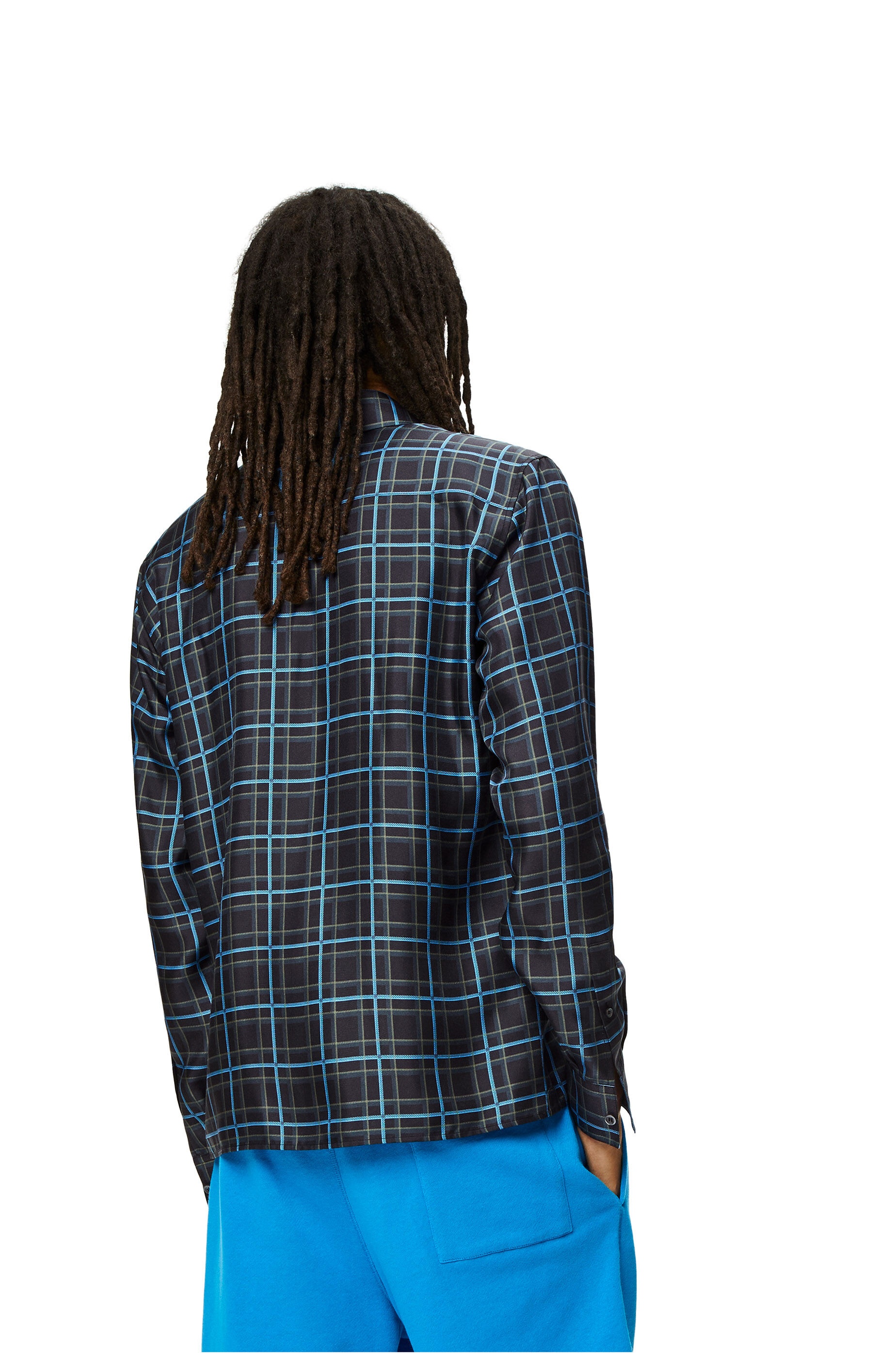 Anagram stamp check shirt in silk and cotton - 4