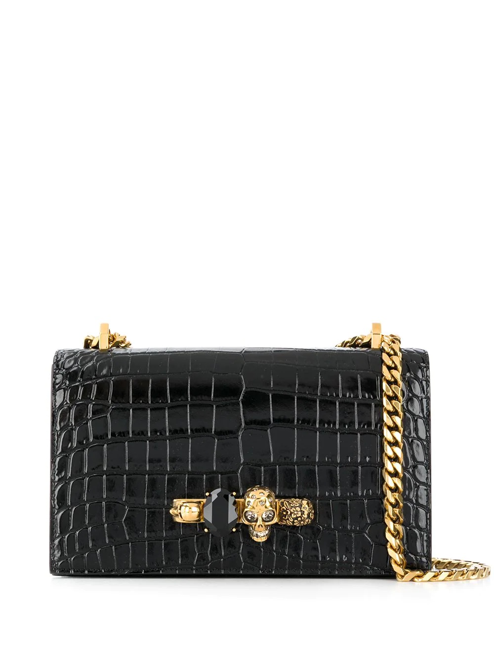 Jewelled crocodile-effect satchel - 1