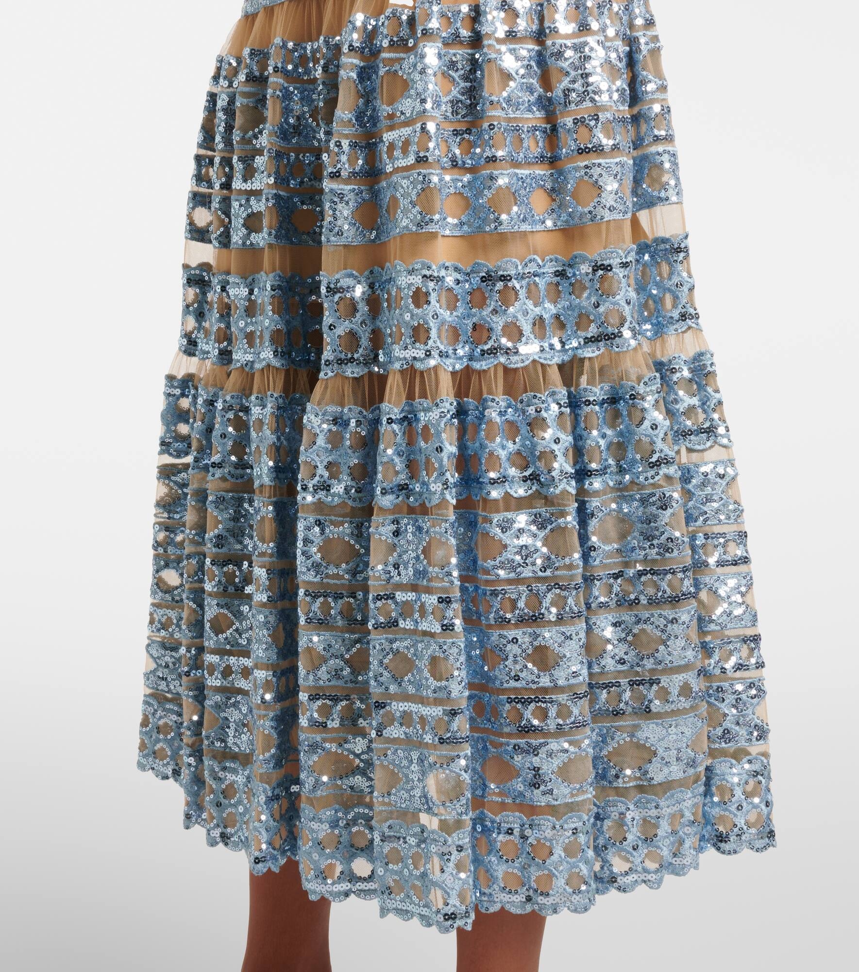 Embroidered tulle maxi dress - 5