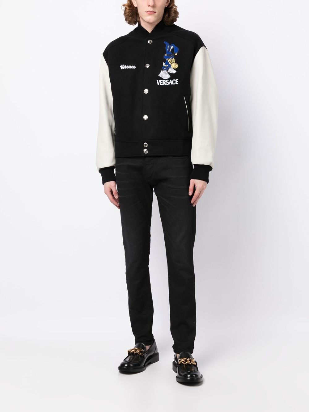 wool logo-embroidered bomber jacket - 2