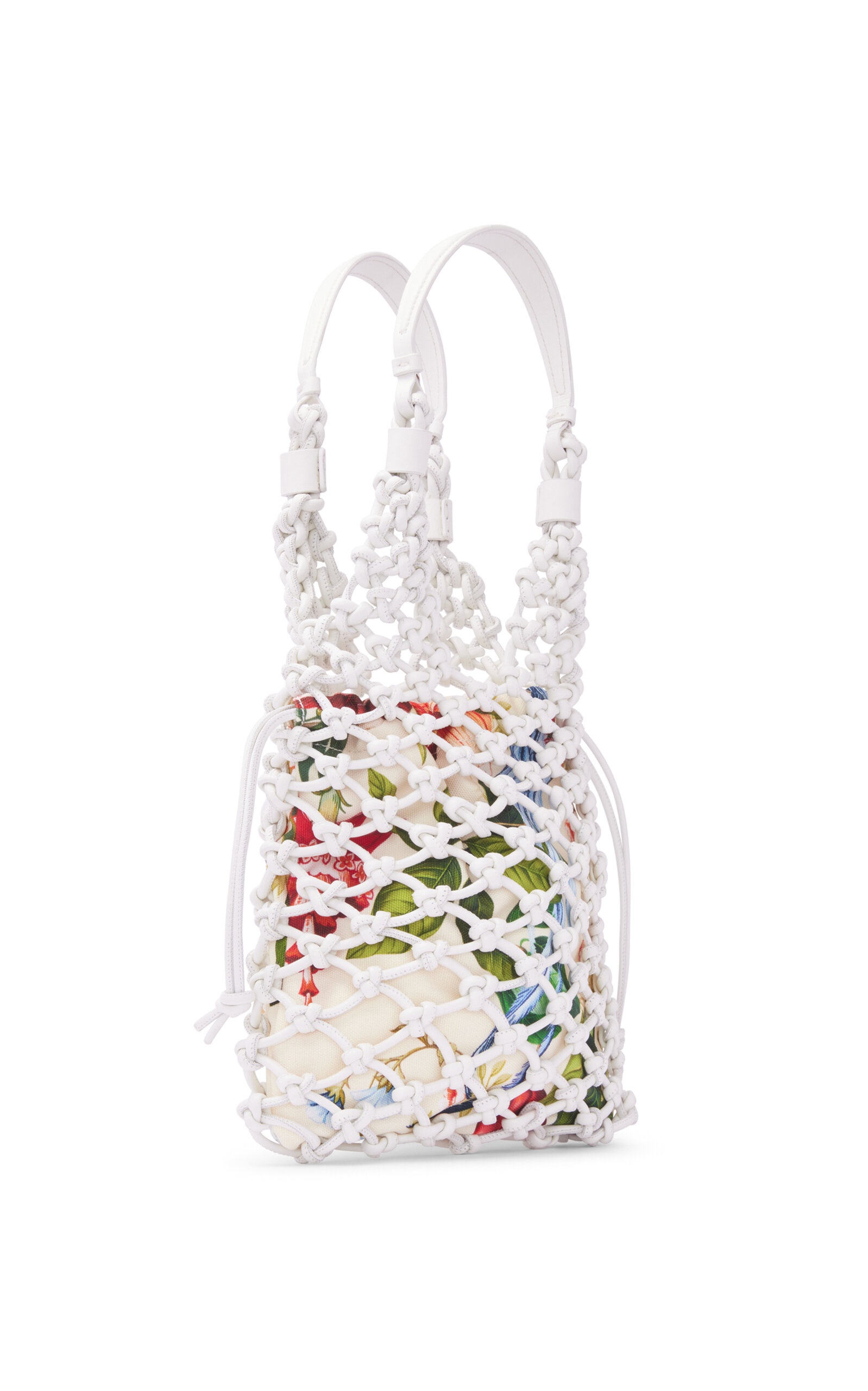 Small Knotted Leather Tote white - 5