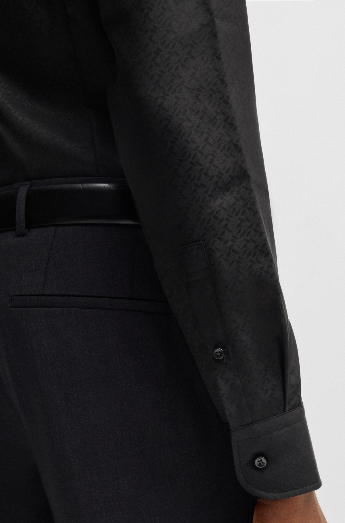 SLIM-FIT SHIRT WITH LEAF JACQUARD - 6