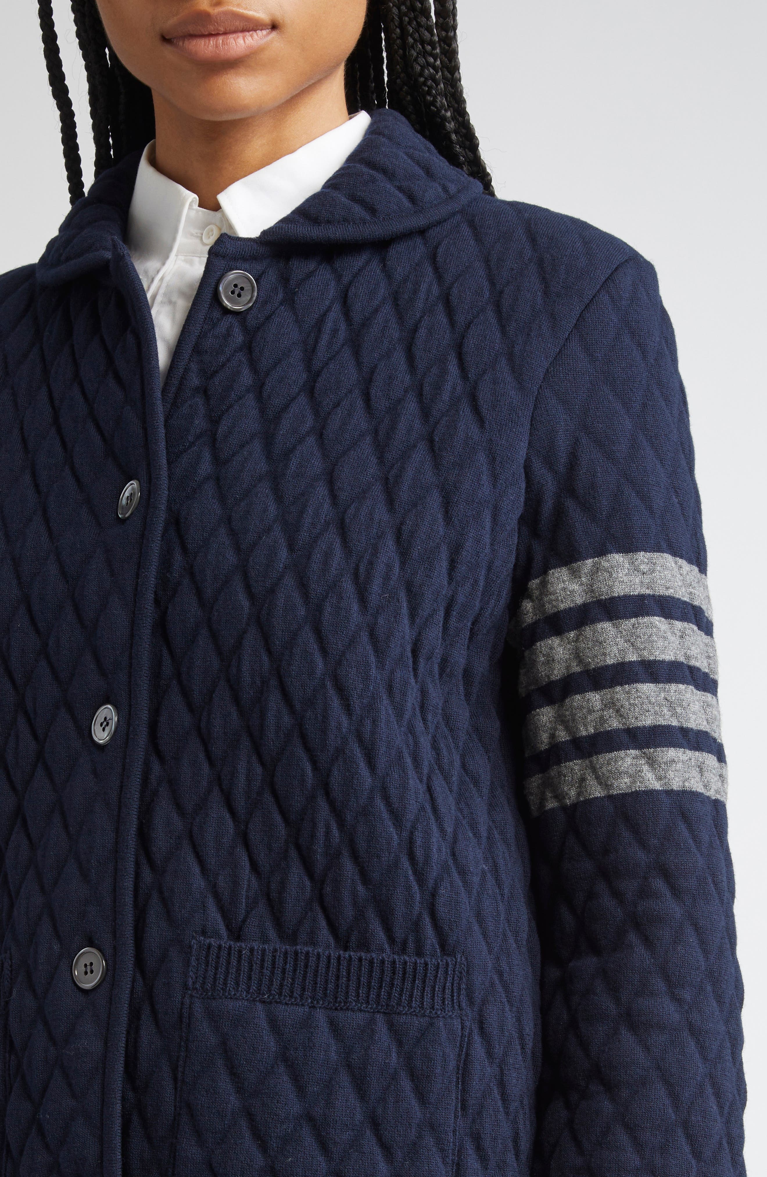 Thom Browne 4-Bar Quilted Virgin Wool Blend Jacket in Navy at Nordstrom - 5