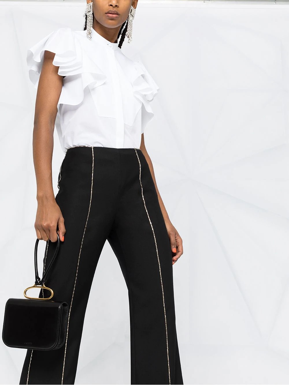 gem-embellished flared trousers - 3