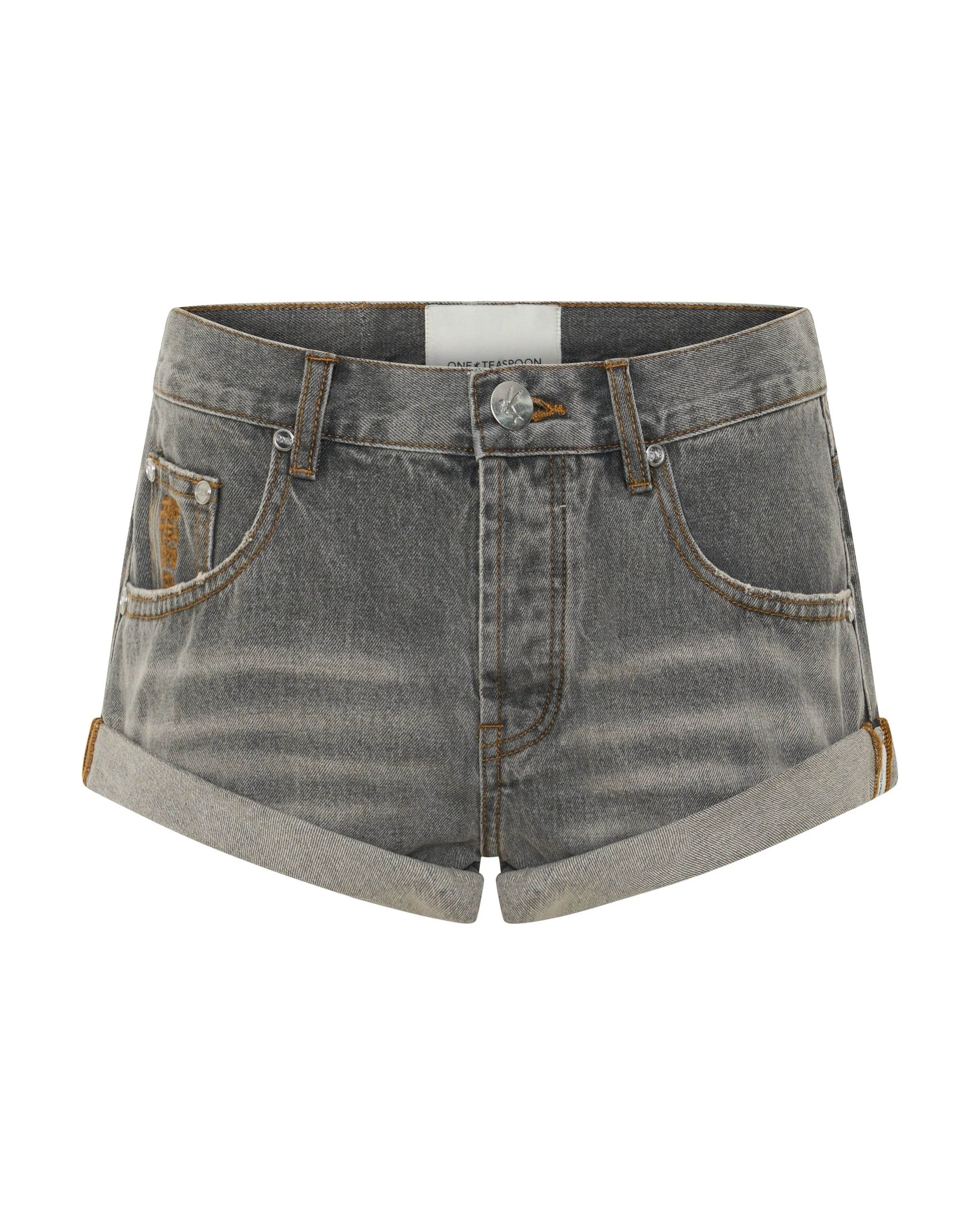 Bandits Low Waist Denim Shorts - Charcoal Grey - 1