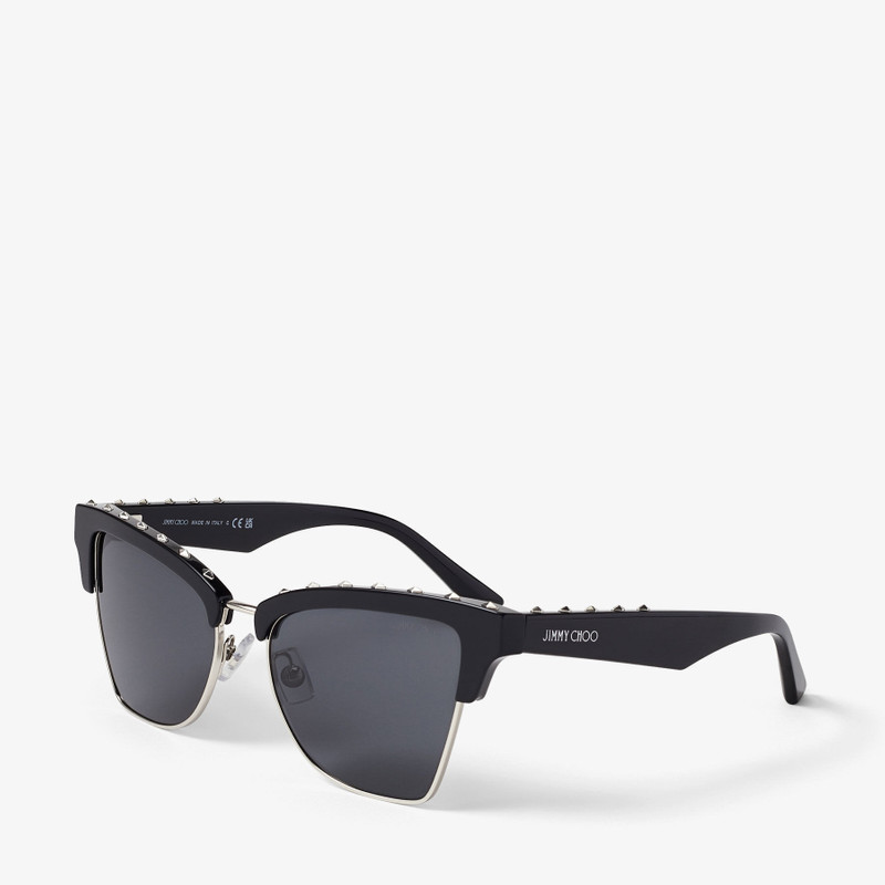 Maxime Black Butterfly Frame Sunglasses with Studs 3