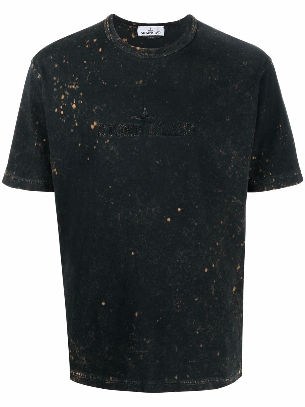 logo-embroidered bleached T-shirt - 1