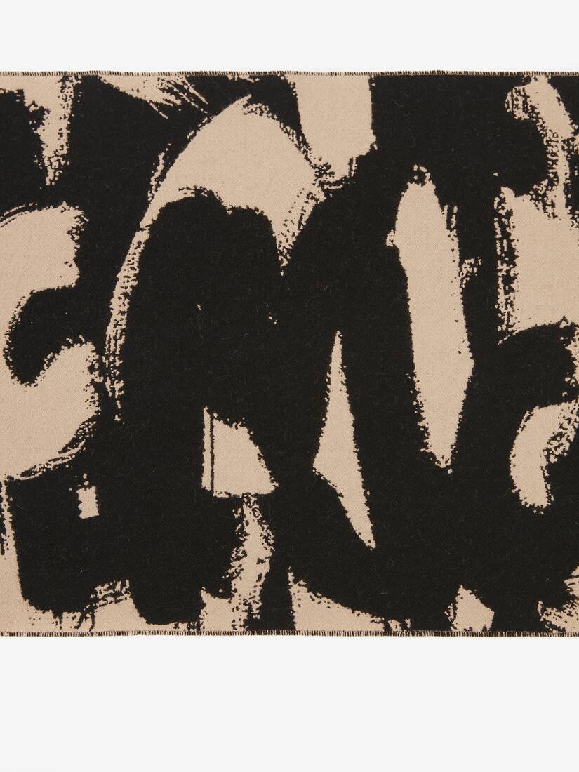 Mcqueen Graffiti Scarf in Black/beige - 4