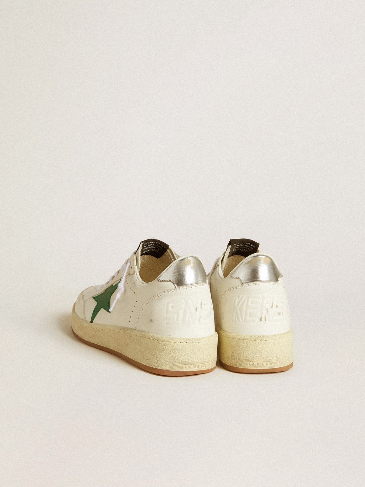 Golden Goose Men's Ball Star 2 with green leather star and