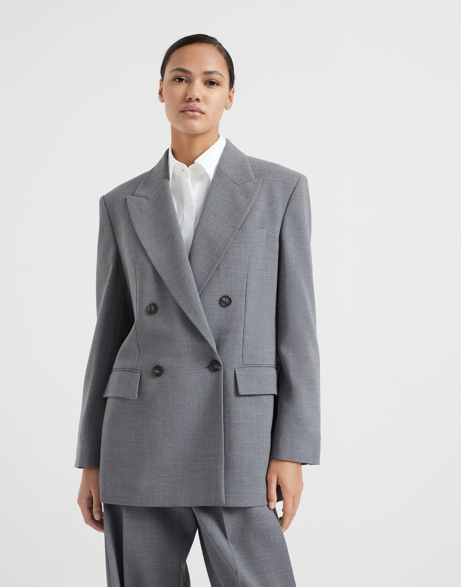 Virgin wool panama blazer with monili - 1