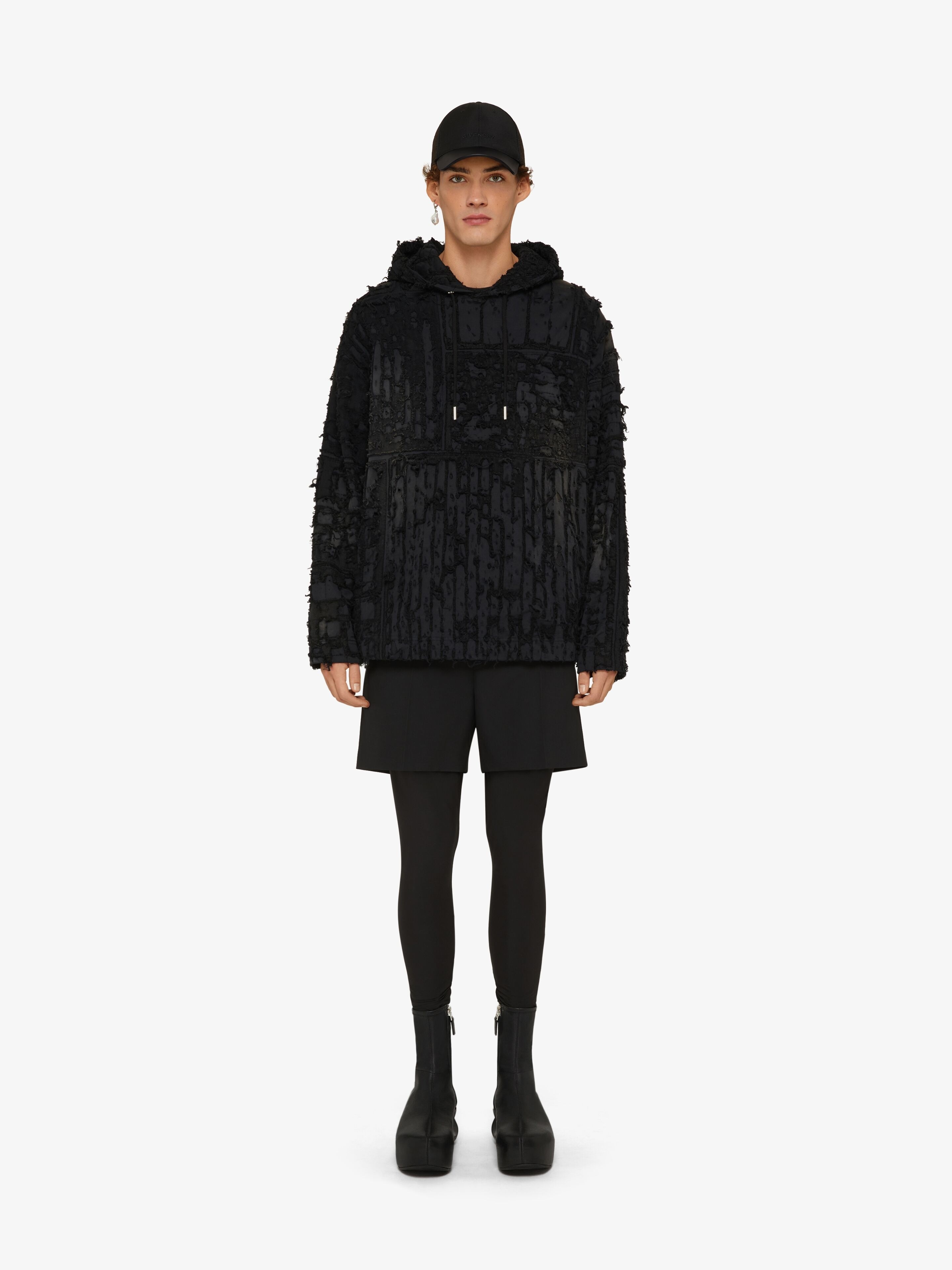 OVERSIZED HOODIE IN BORO EFFECT DESTROYED FELPA - 2