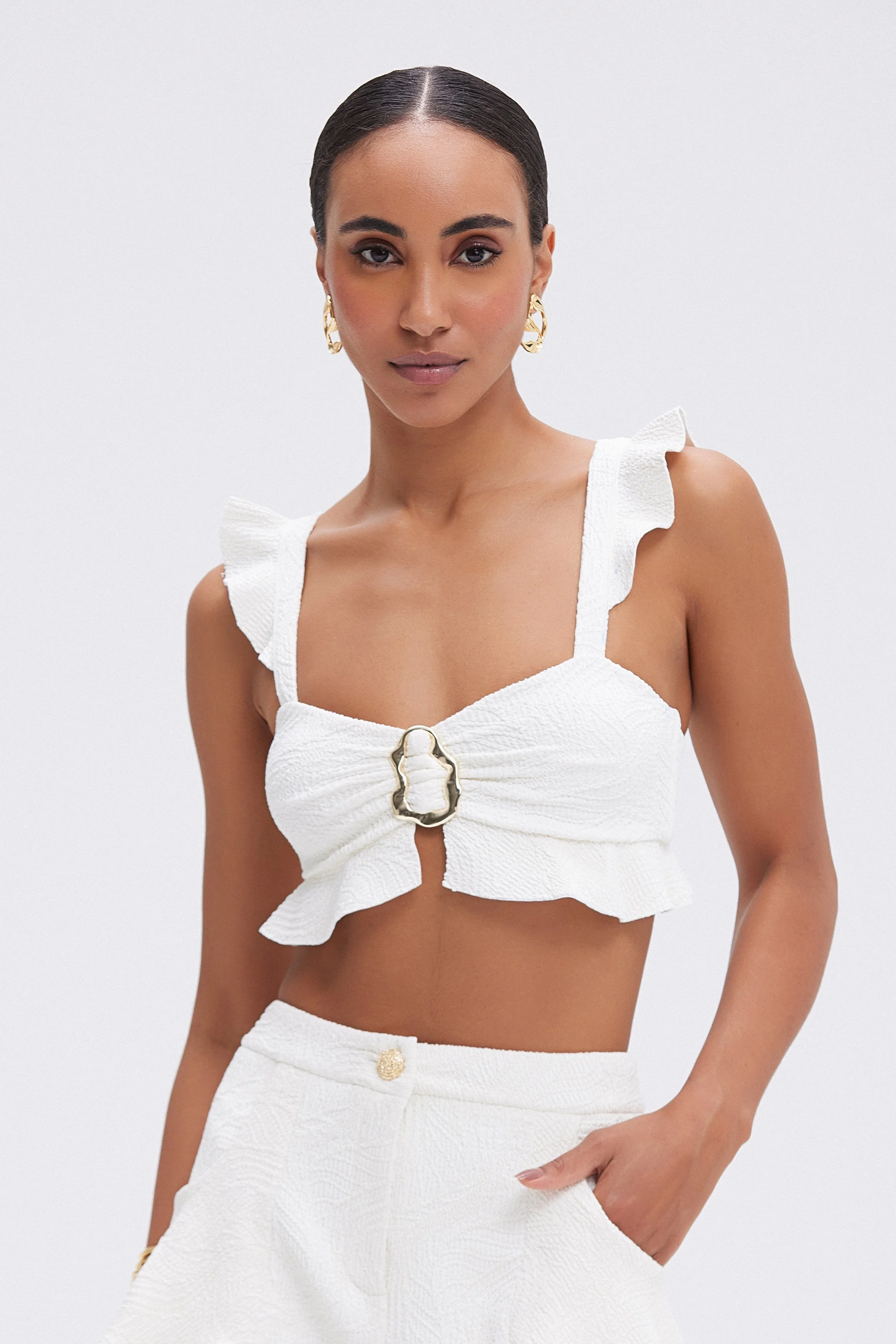 BREEZE JACQUARD FLUTTER TOP - 1