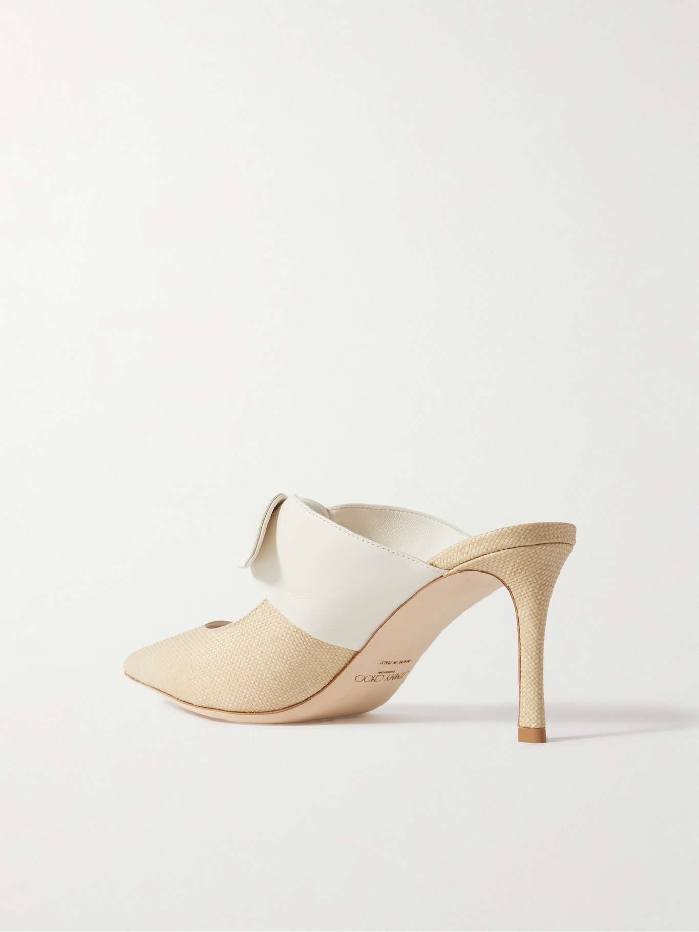 Rali 75 bow-embellished leather and raffia pumps - 3