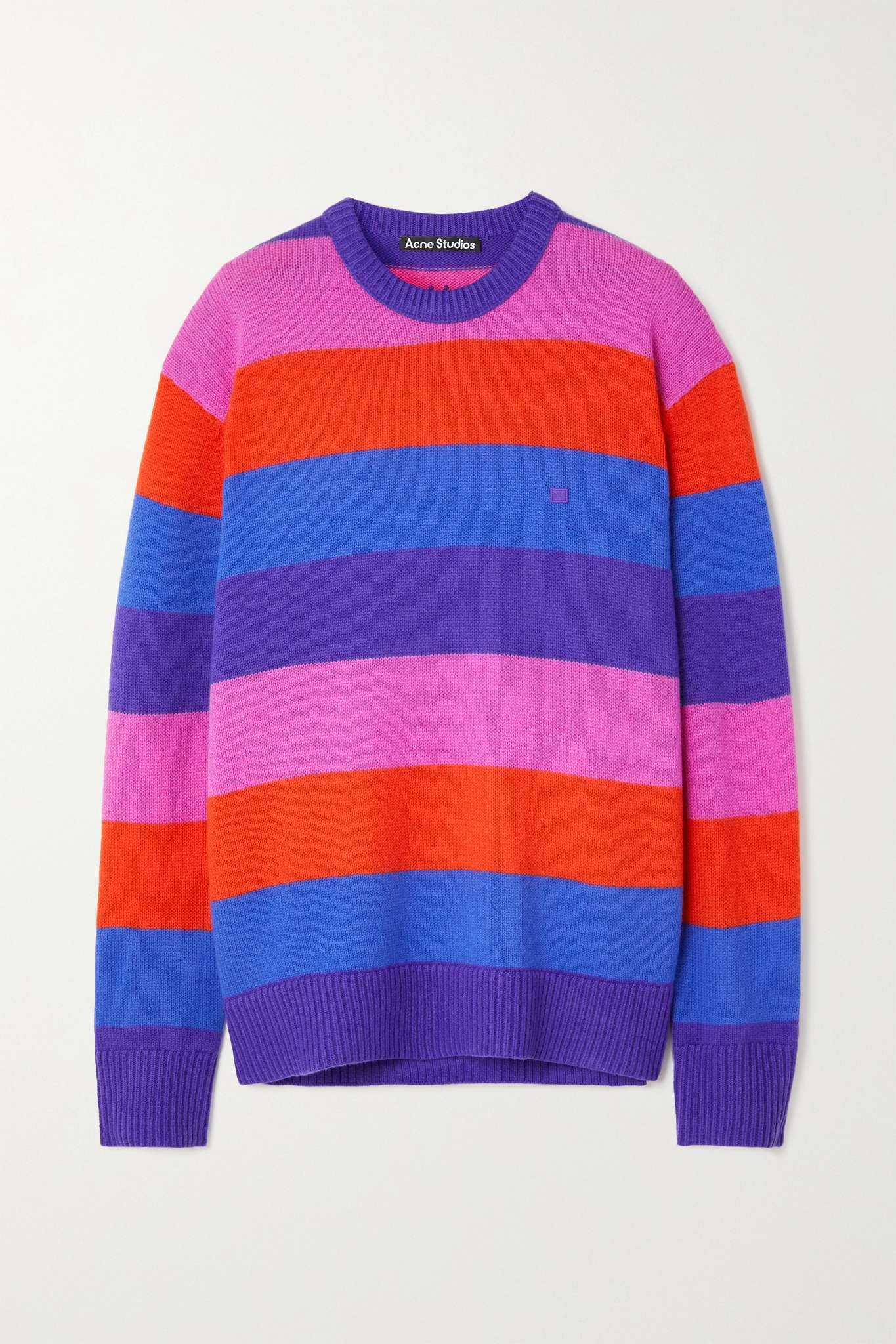 Oversized appliquéd striped wool sweater - 1