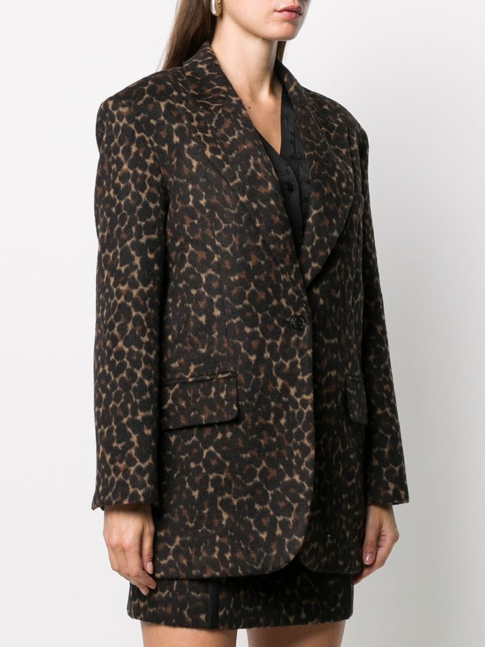 single-breasted leopard blazer - 3