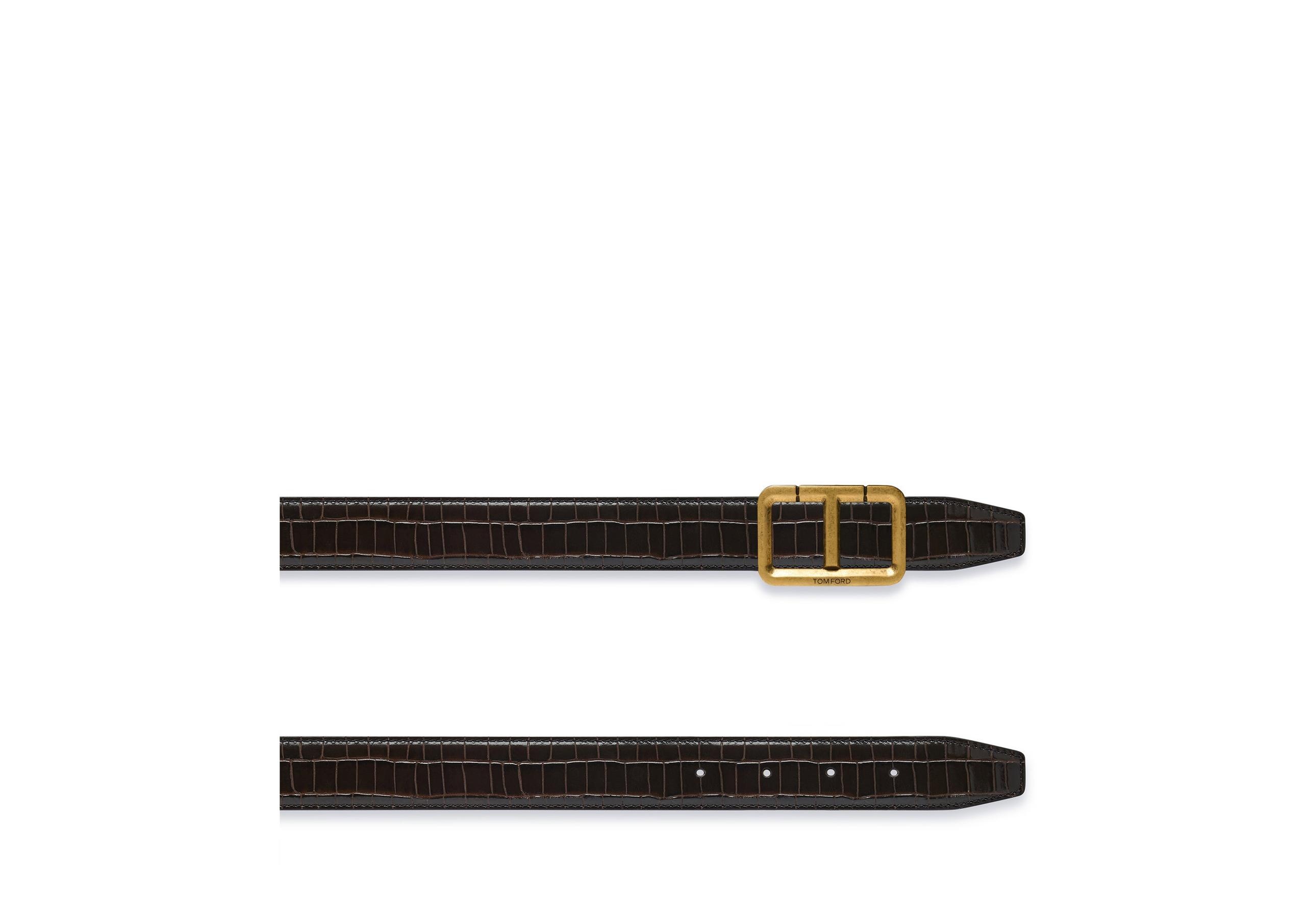 GLOSSY PRINTED CROC SCORED T BELT - 2