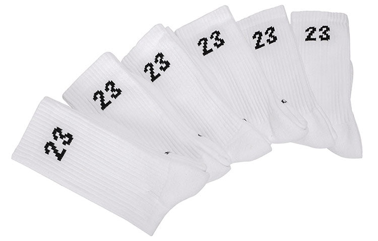 Air Jordan Solid Color Numeric Athleisure Casual Sports Socks Couple Style 6 White DH4287-100 - 2