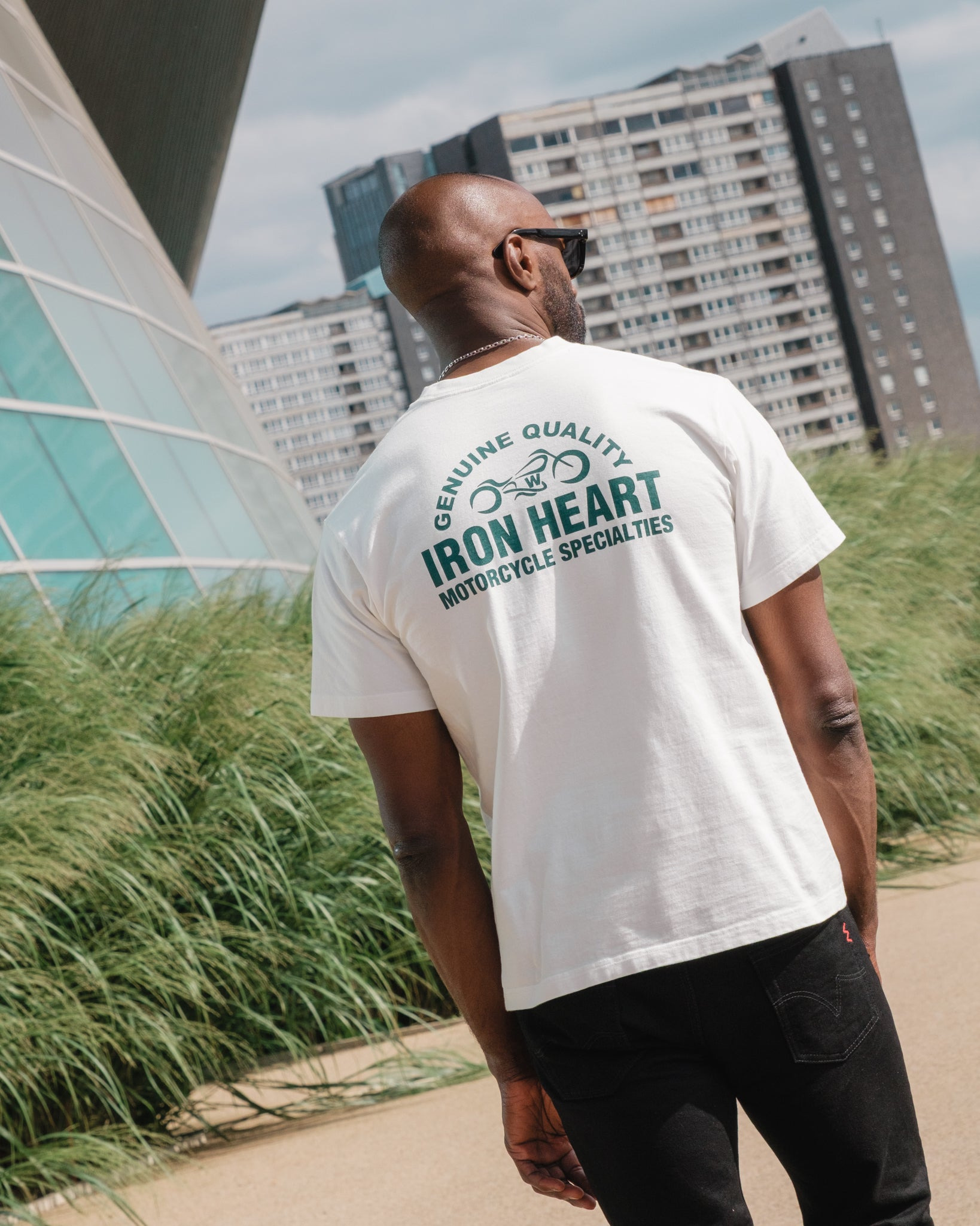 7.5OZ PRINTED LOOPWHEEL CREW NECK T-SHIRT - WHITE - 4