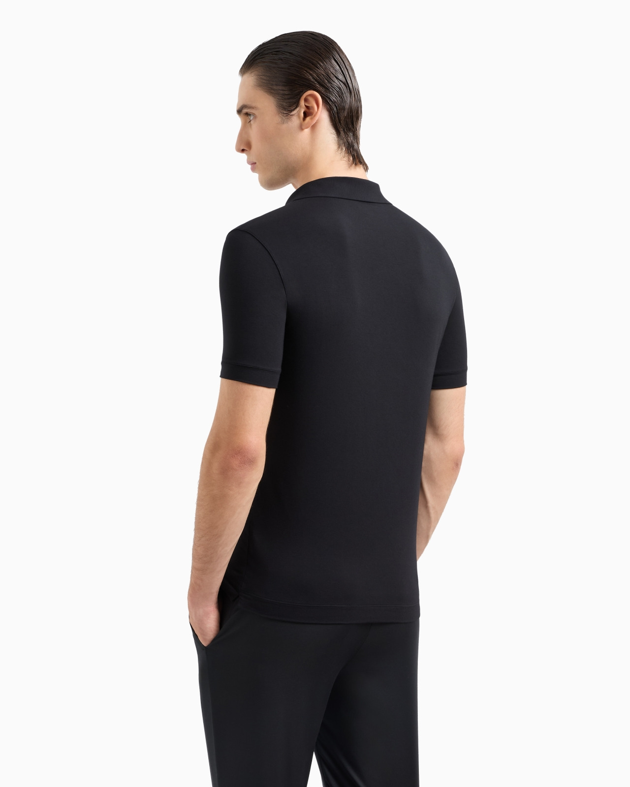 Stretch viscose jersey short-sleeved polo shirt - 3