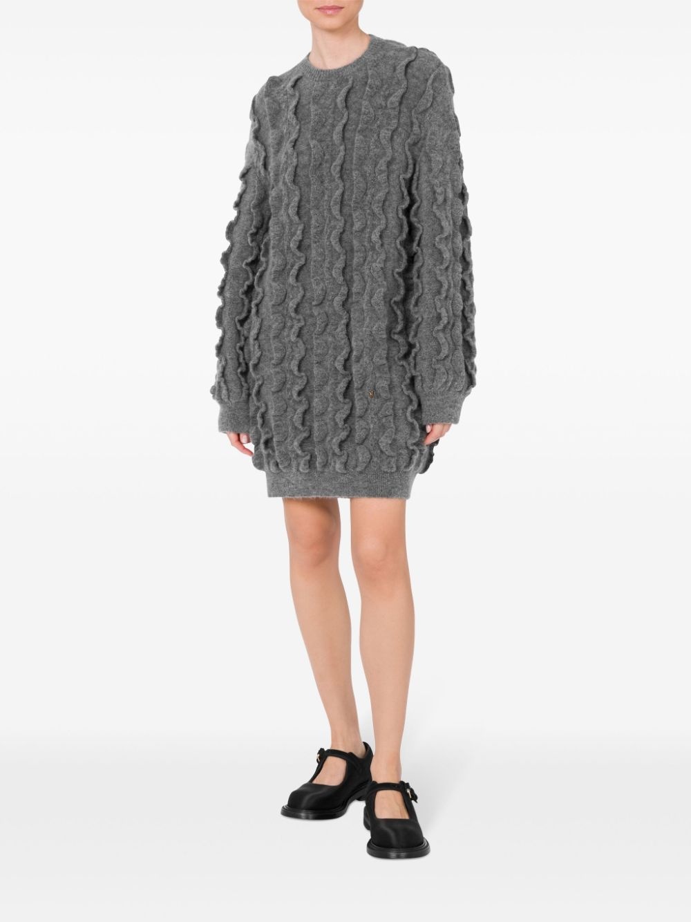 ruffled virgin-wool blend knitted dress - 2