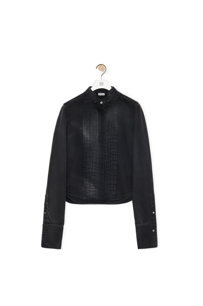 Pleated shirt in denim 1