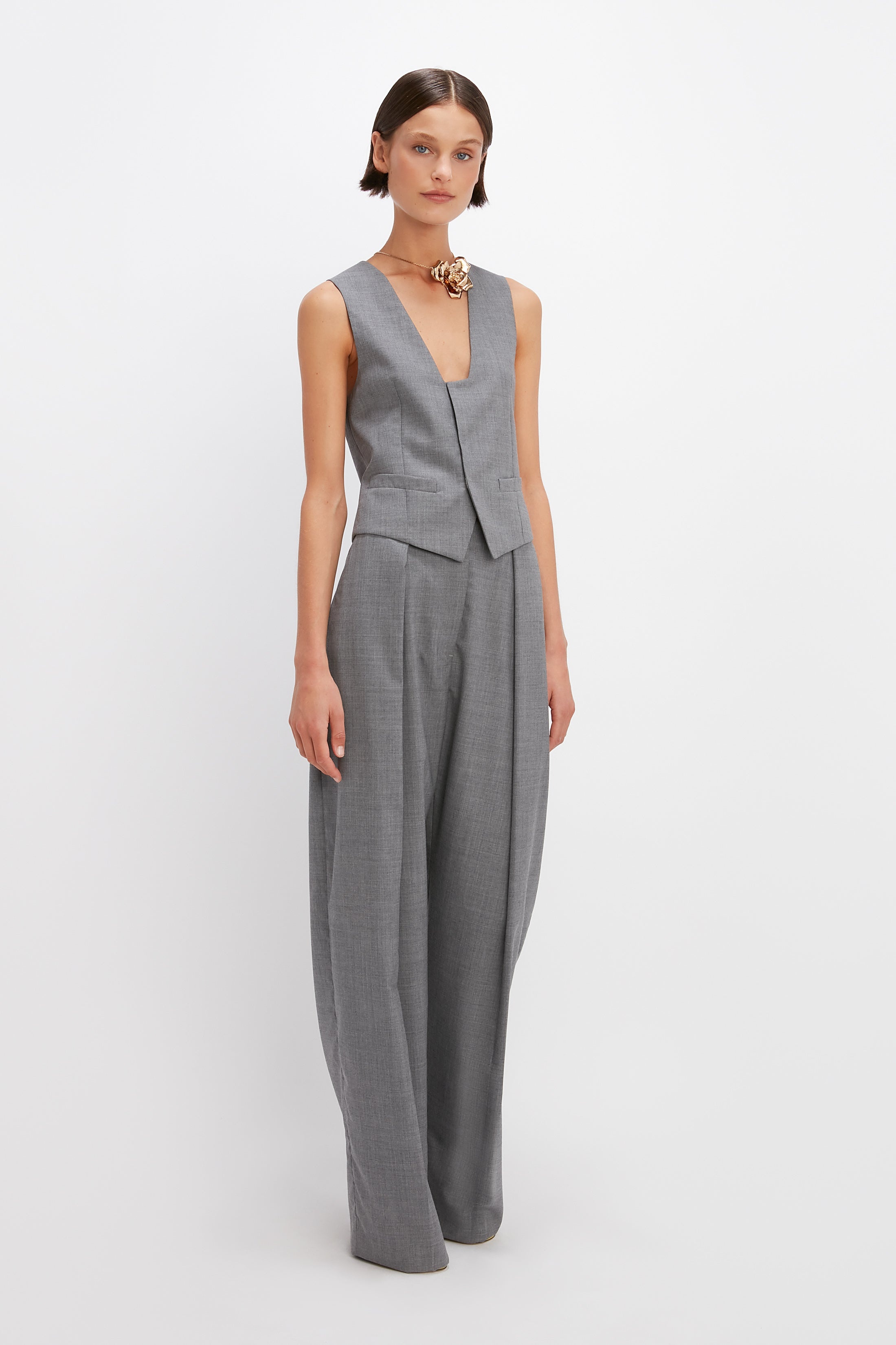 Tailored Waistcoat in Grey Melange - 3
