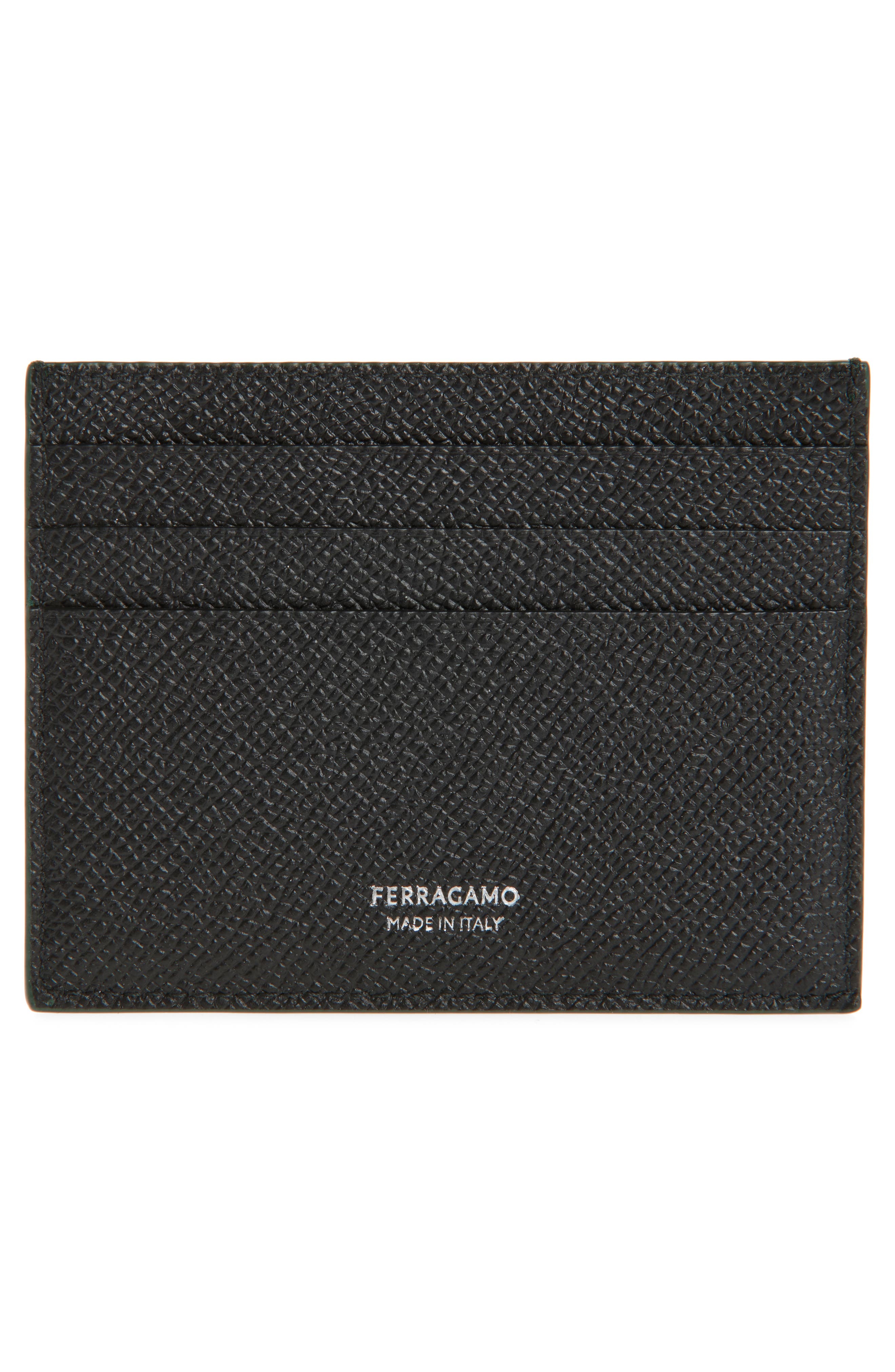 FERRAGAMO Double Gancio Calfskin Leather Card Case in Moss at Nordstrom - 2