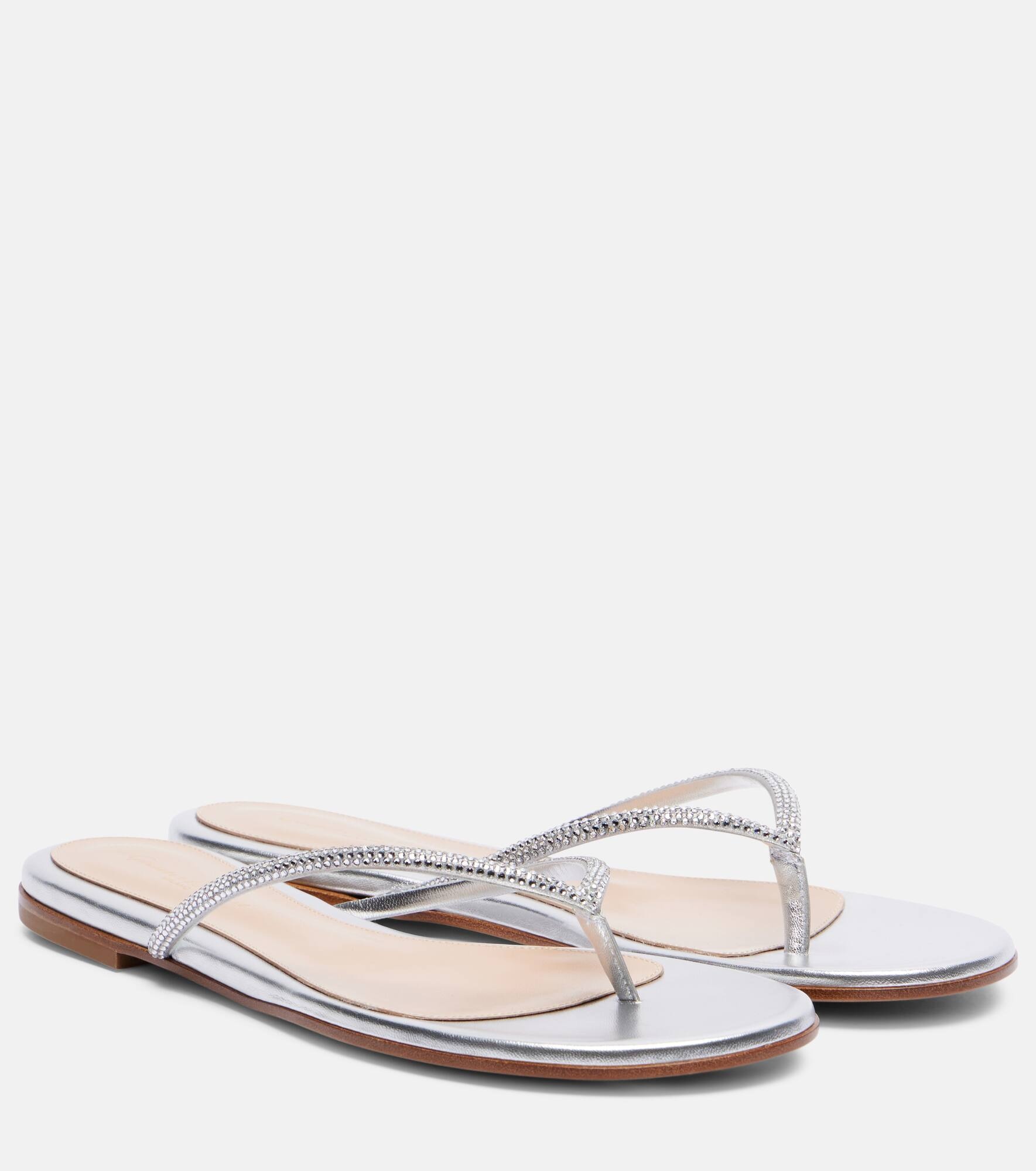 India metallic leather thong sandals - 1