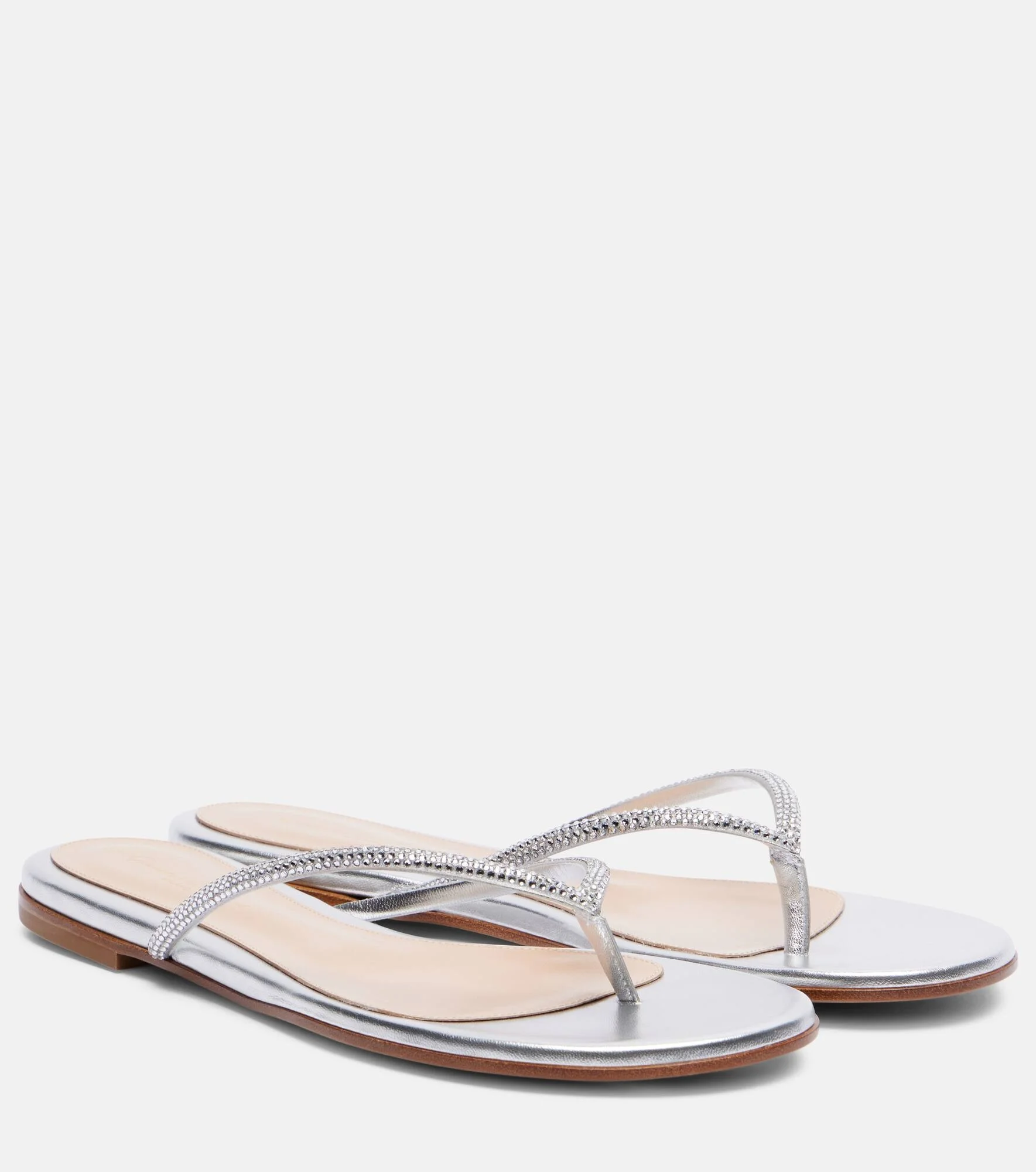 India metallic leather thong sandals - 1