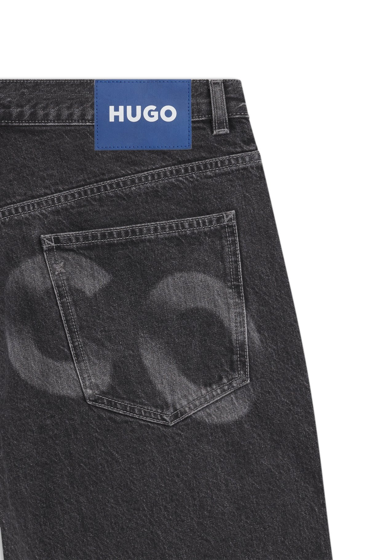 BAGGY-FIT JEANS IN BLACK DENIM WITH FADED LOGO - 6